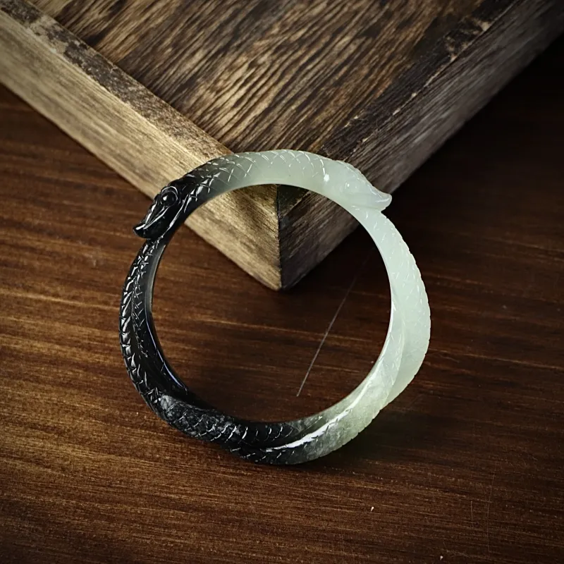 South Asia Natural Serpentine Jade Bangles Unisex-4