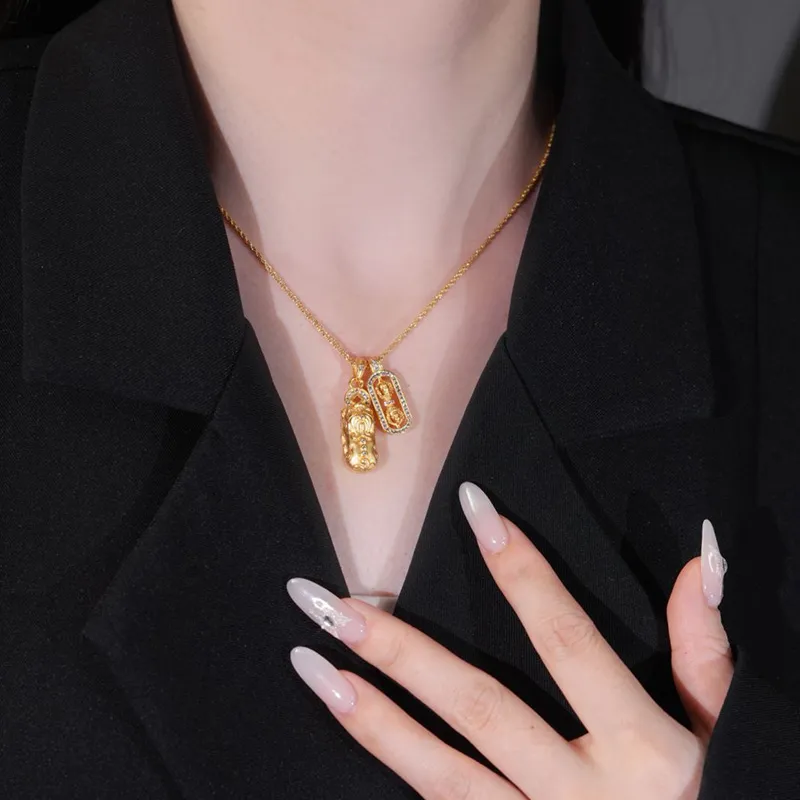 Right Hand Waiting Copper Alloy Necklaces Unisex-3