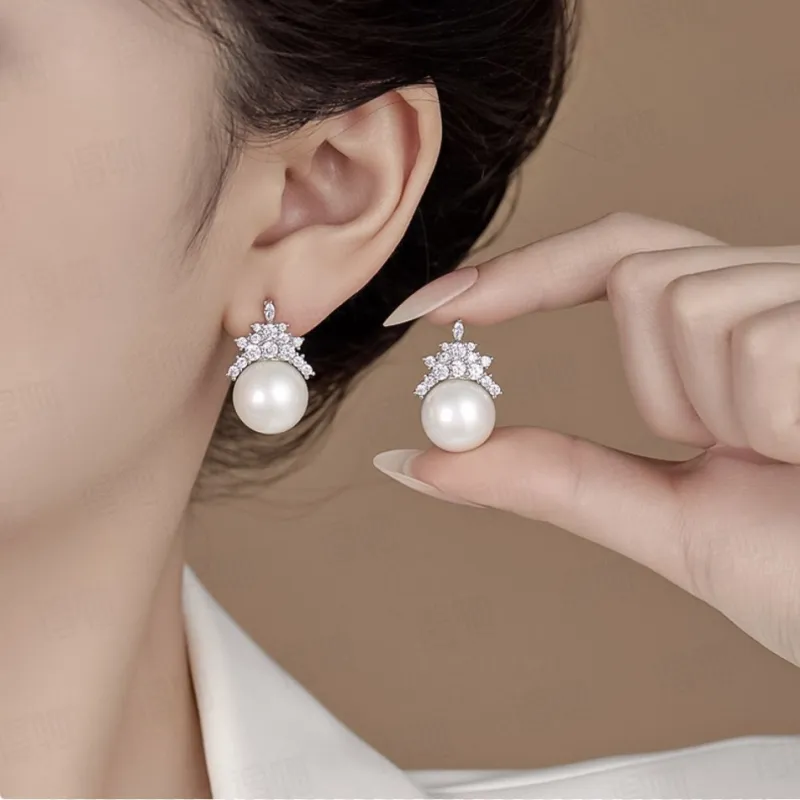 Right Hand Waiting S925 Silver Stud Earrings Women's-3