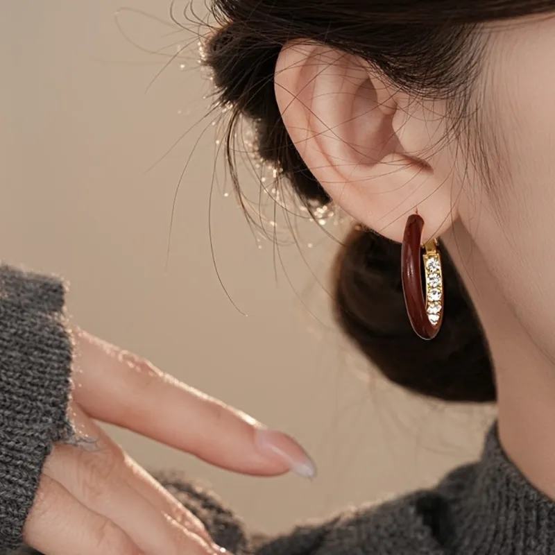 Right Hand Waiting S925 Silver Synthetic Cubic Zirconia Earrings Women's-3