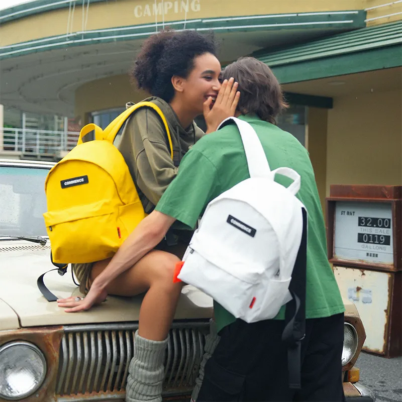 COMMENCE PU Backpack Medium Size Unisex Ivory White-2