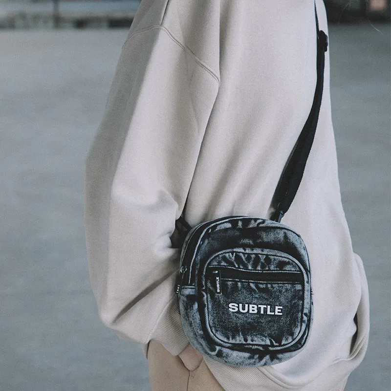 Subtle Cotton Shoulder Bag, Crossbody Bag Unisex Star Cloud Black/Berry Blue-4