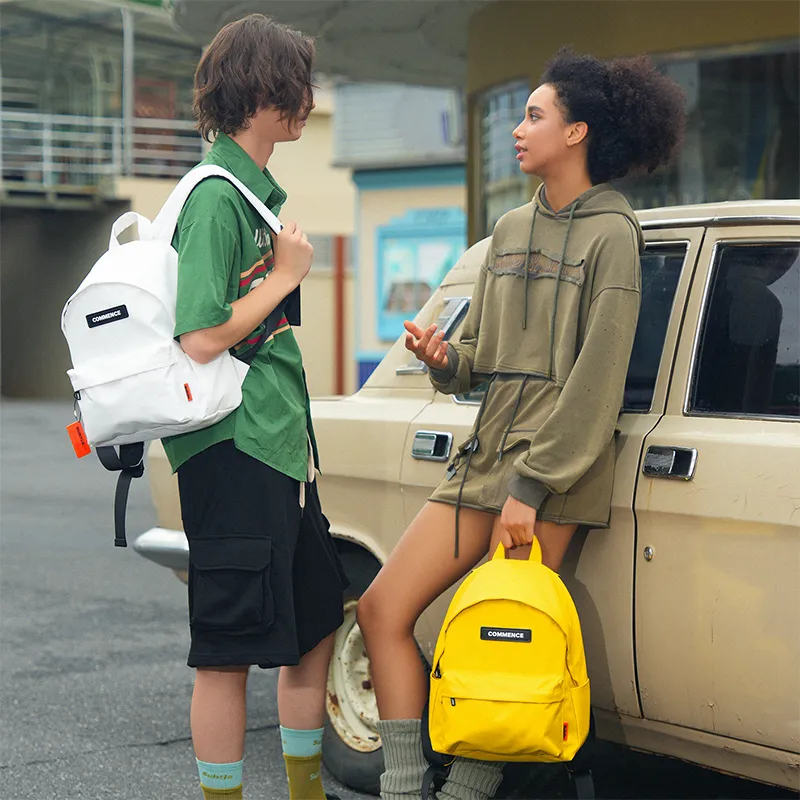 COMMENCE PU Backpack Medium Size Unisex Ivory White-1