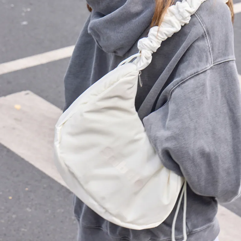 Subtle Fabric Cloud Shoulder Bag Unisex Ecru/Black-3