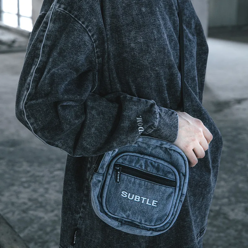 Subtle Cotton Shoulder Bag, Crossbody Bag Unisex Star Cloud Black/Berry Blue-9