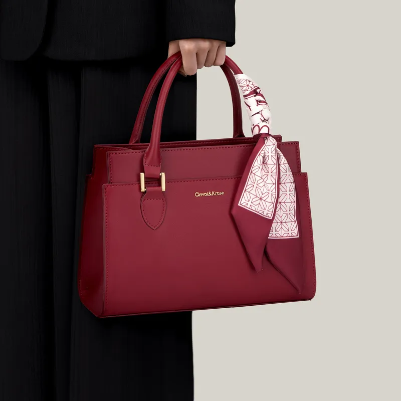 Simvay Clos Cow Leather With Synthetic Leather Crossbody Bag Handbag Tote Mom Bag Medium Size Women's Burgundy/Ecru-1