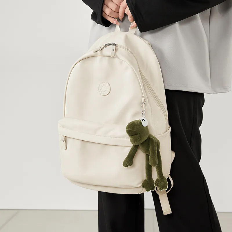 CinvaiKrose Fabric With Synthetic Leather Backpack Large Size Unisex Sage Black-16