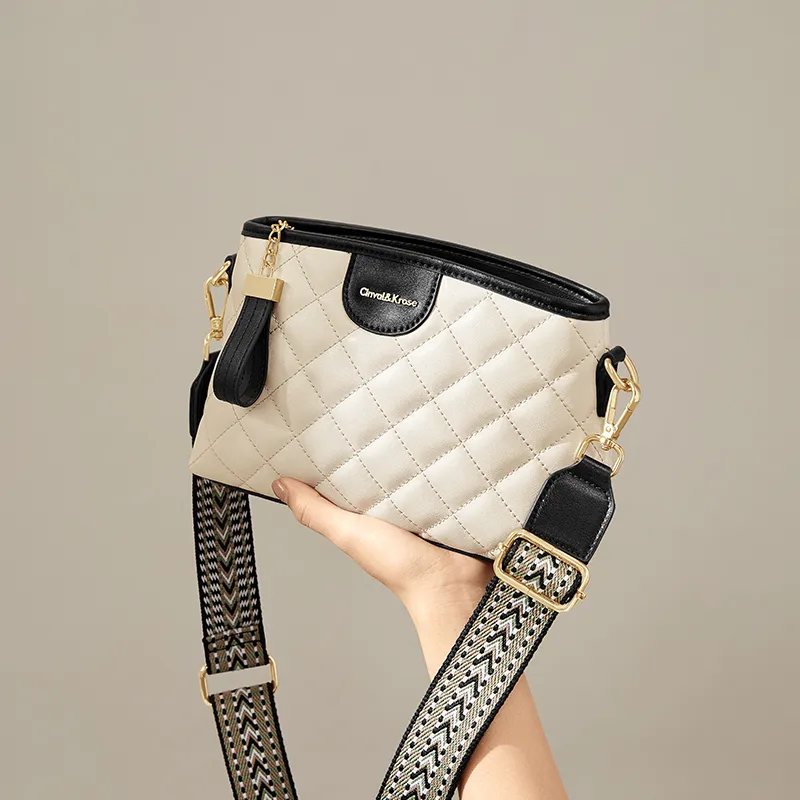 Simvay Clos Cow Split Leather With Synthetic Leather Shoulder Bag Crossbody Bag Small Size Women's White-4