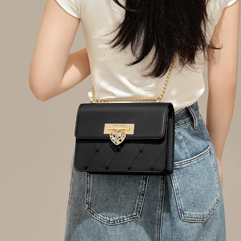 Simvay Clos Cow Leather With Synthetic Leather Shoulder Bag Crossbody Bag Women's White/Black-11