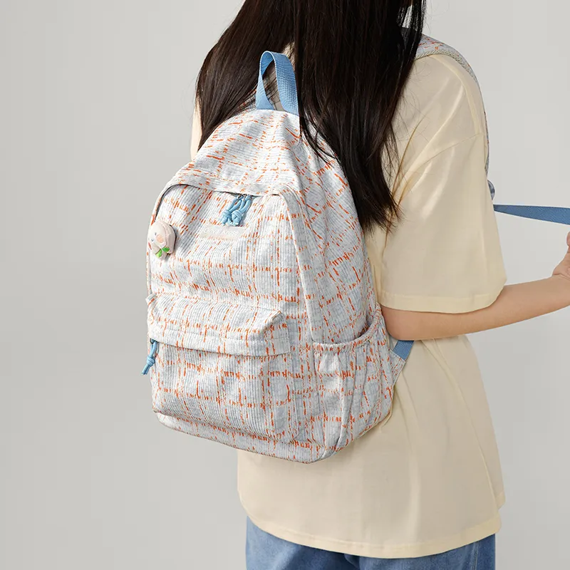 Simvay Clos Fabric Backpack Backpack Travel Bag Hiking Bag Large Size Women's Light Blue-3
