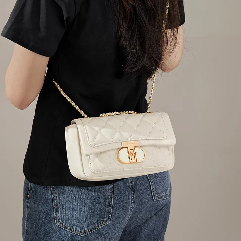 Simvay Clos Cow Leather With Synthetic Leather Shoulder Bag Crossbody Bag Shoulder Bag Chain Pack Small Size Women's-11