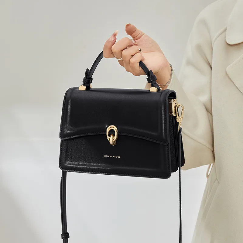Simvay Clos Cow Leather With Synthetic Leather Shoulder Bag Crossbody Bag Handbags Small Size Women's Brown/Black-13