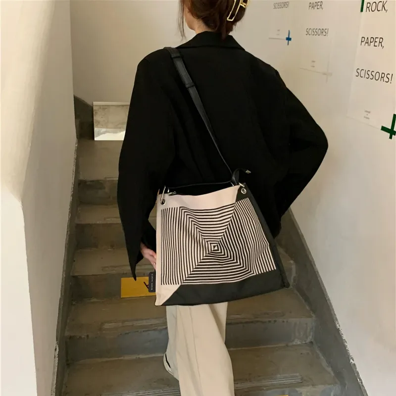 Simvay Clos Nylon Fabric Tote Bag, Shopping Bag, Shoulder Bag Large Size Women's Black-8