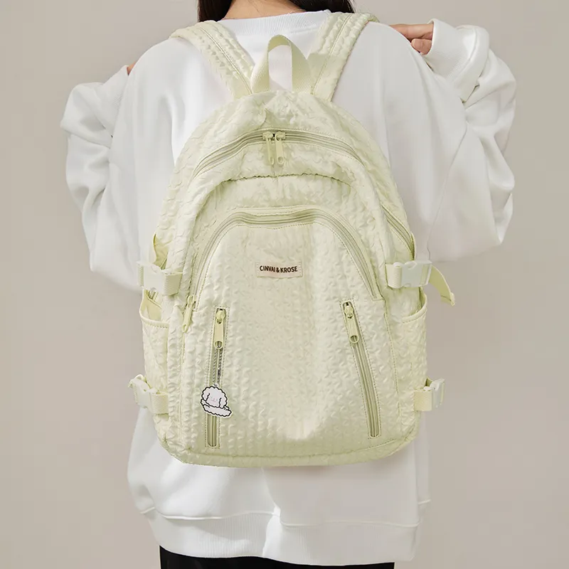 Simvay Clos Fabric Backpacks Backpack Large Size Women's Yellow Bubbles/Pink-3