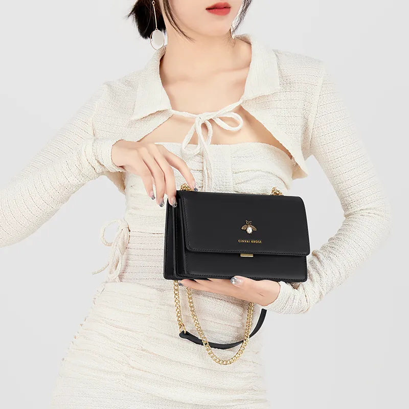 Simvay Clos Cow Leather With Synthetic Leather Crossbody Bag Small Square Bag Shoulder Bag Regular Women's-1