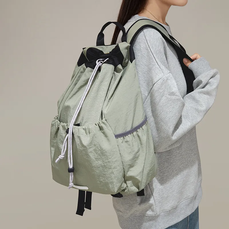 CinvaiKrose Fabric Backpack Large Size Unisex Army Green-4