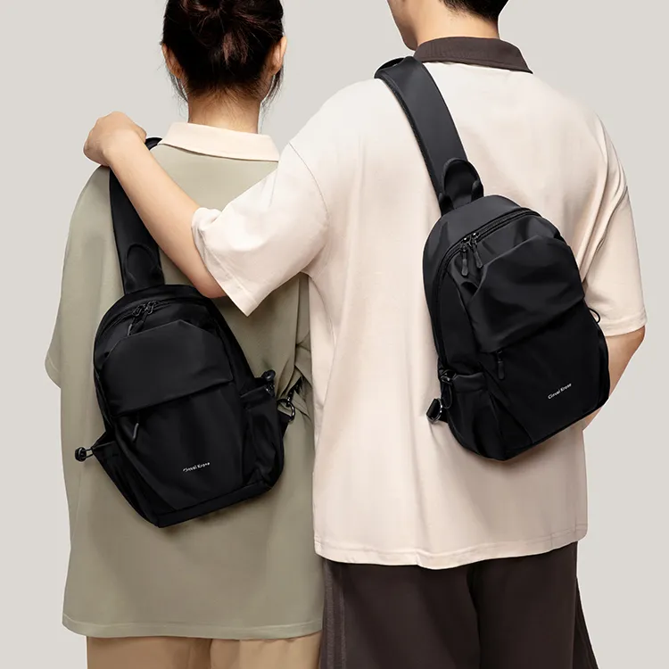 CinvaiKrose Nylon Fabric Sling Bag Men's Black-6