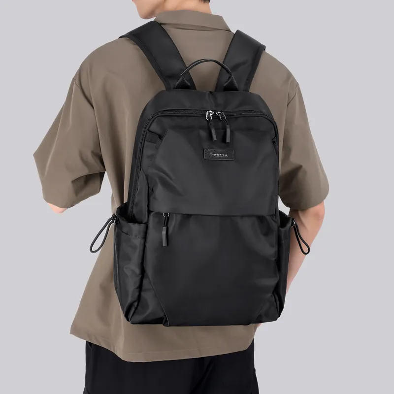 CinvaiKrose Fabric With Synthetic Leather Backpack Large Size Men's Midnight Black-4