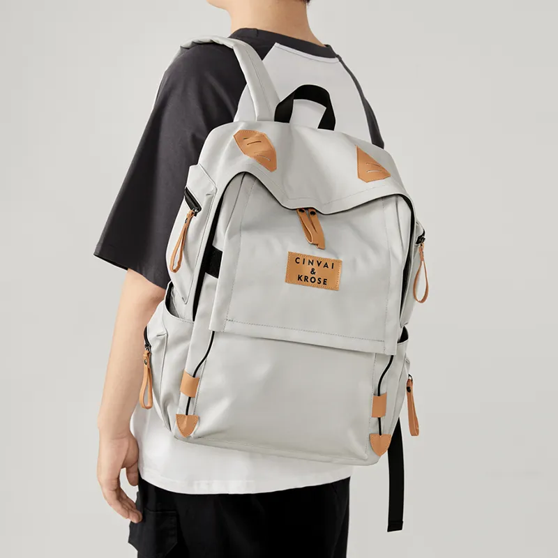 Simvay Clos Fabric Backpacks Backpack Laptop Bags Medium Size Unisex Gray-10