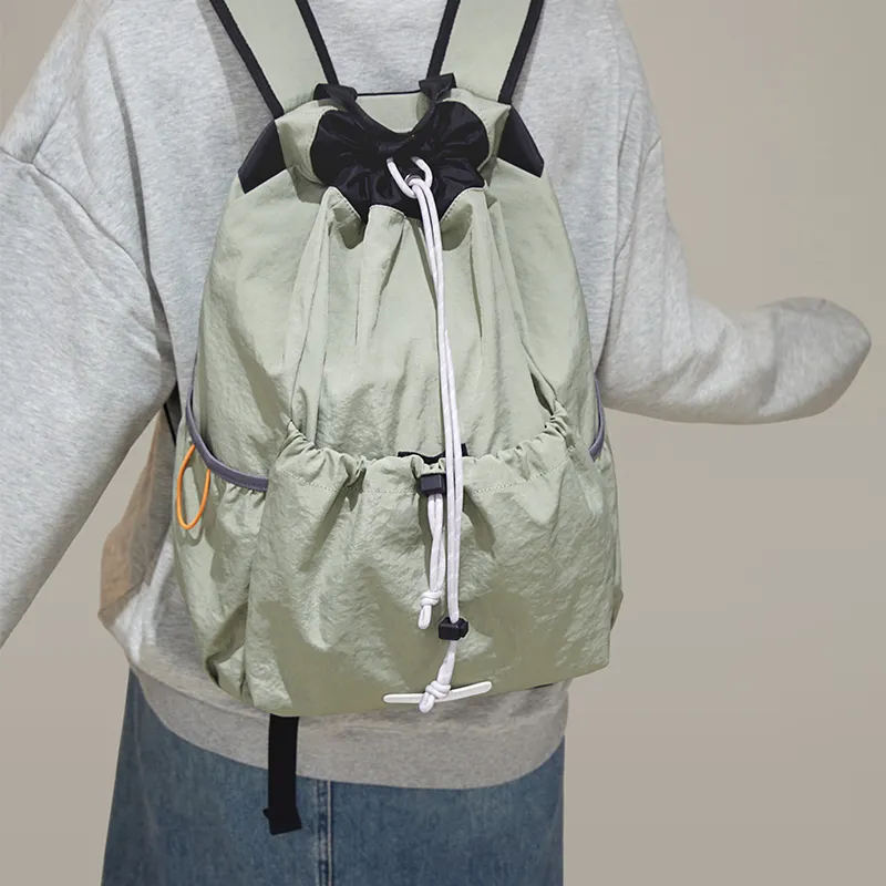 CinvaiKrose Fabric Backpack Large Size Unisex Army Green-3