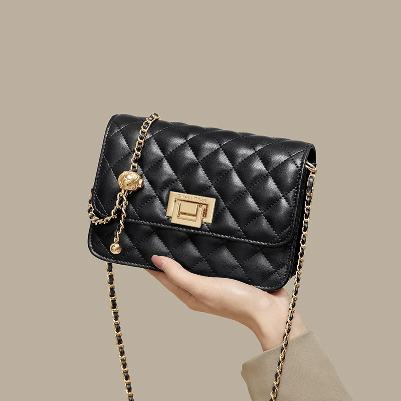 Simvay Clos Cow Leather Patchwork Synthetic Leather Shoulder Bag Crossbody Bag Medium Size Women's Black/Ecru-2