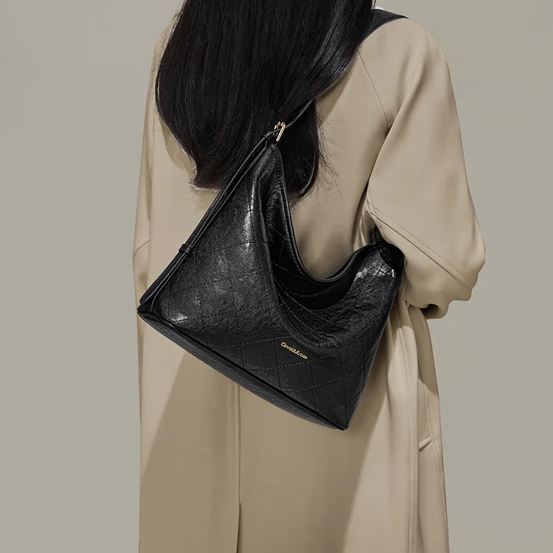 Simvay Clos Cow Leather Patchwork Synthetic Leather Bucket Bags Shoulder Bags Regular Women's Dark Brown/Black-9