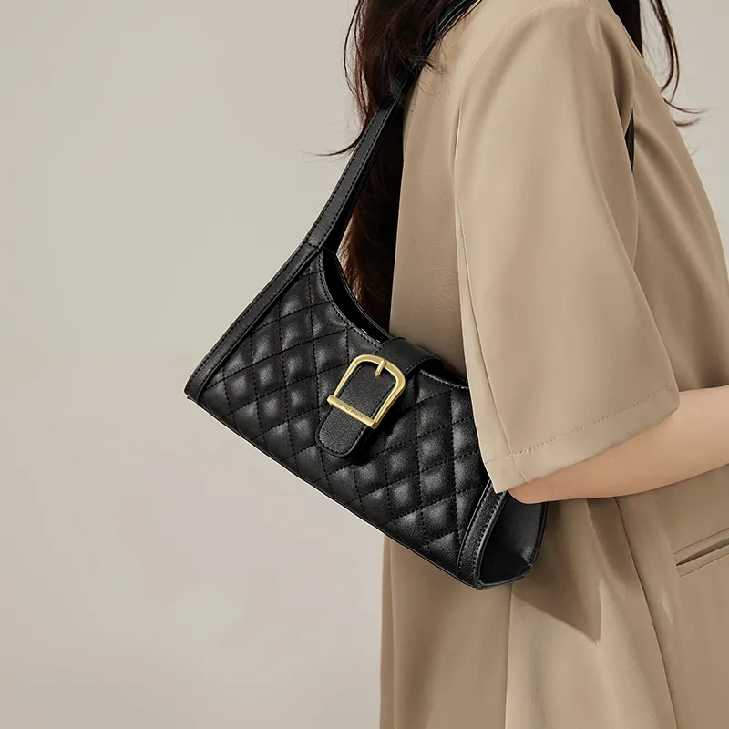 Simvay Clos Cow Leather With Synthetic Leather Shoulder Bag Regular Women's Black/Ecru-3