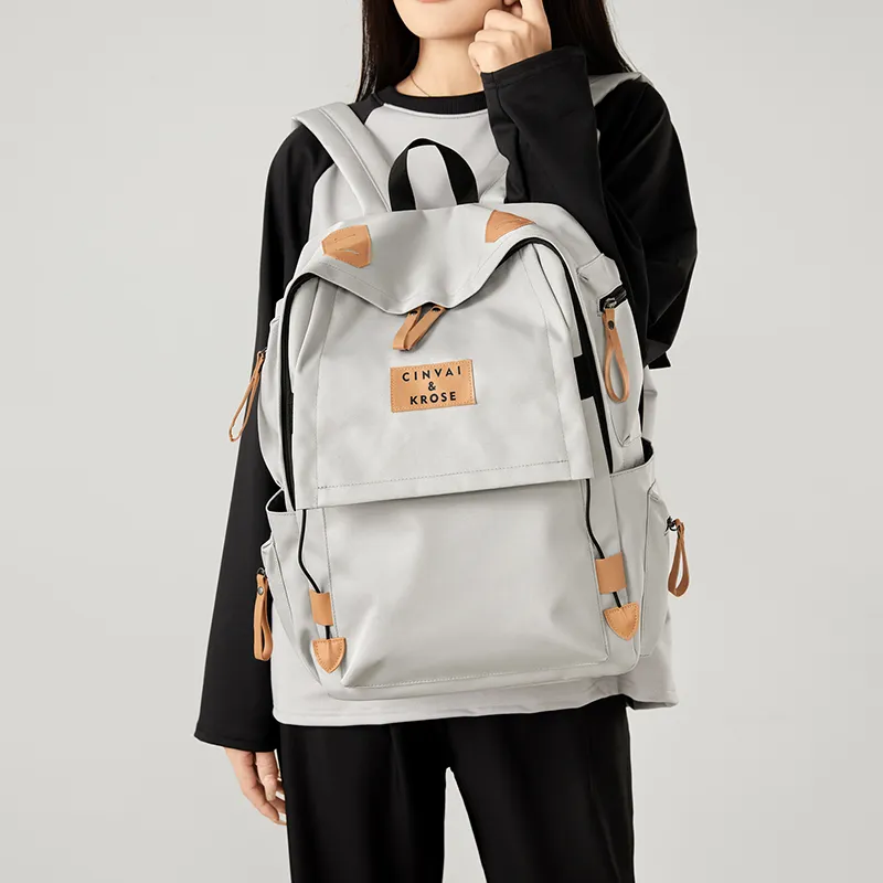 Simvay Clos Fabric Backpacks Backpack Laptop Bags Medium Size Unisex Gray-5