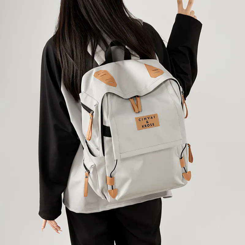 Simvay Clos Fabric Backpacks Backpack Laptop Bags Medium Size Unisex Gray-9