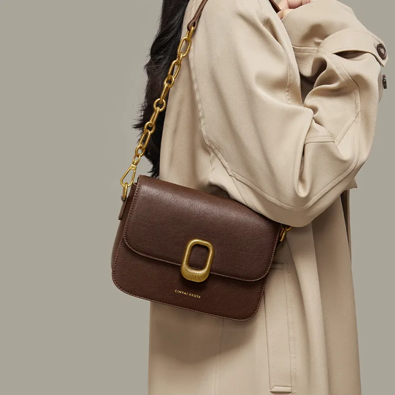 Simvay Clos Synthetic Leather Shoulder Bag Crossbody Bag Small Size Women's Brown/Coffee-4