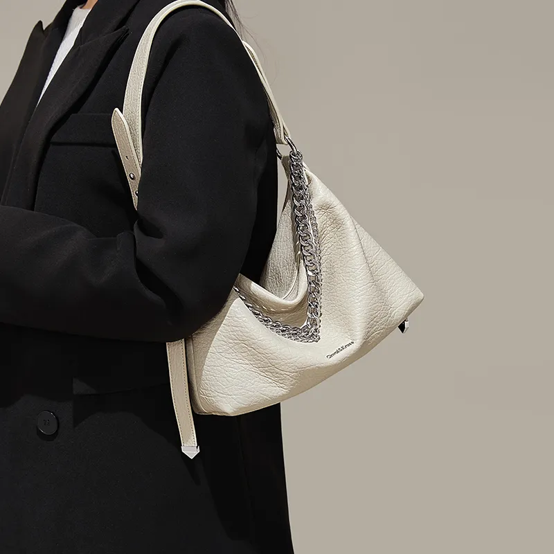 Simvay Clos Cow Leather With Synthetic Leather Shoulder Bag Crossbody Bag Small Size Women's Black/Gray White-9