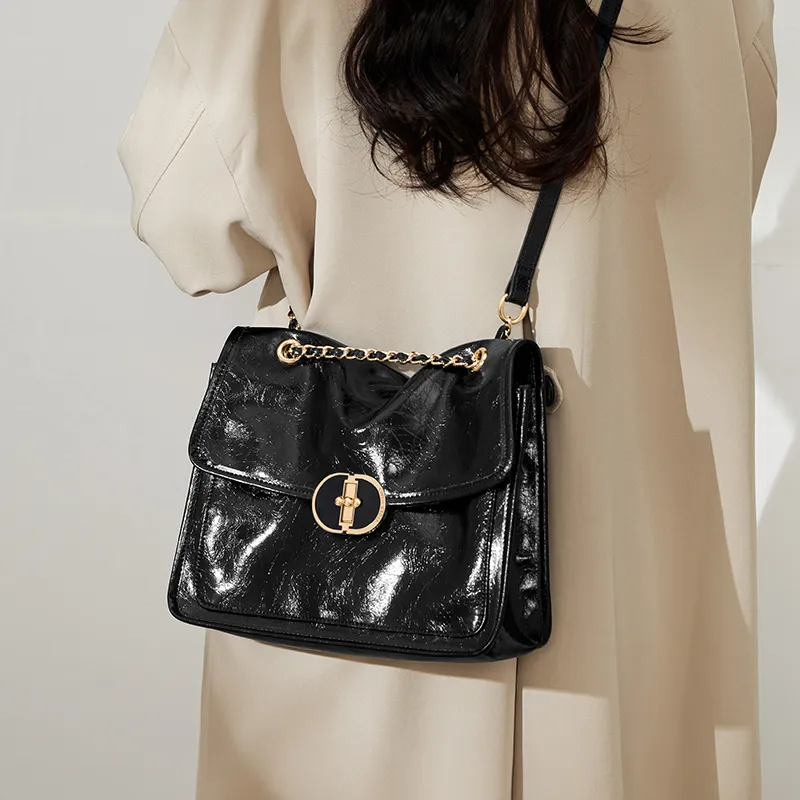 Simvay Clos Synthetic Leather Tote Hobo Bag Shoulder Bag Medium Size Women's Black-4
