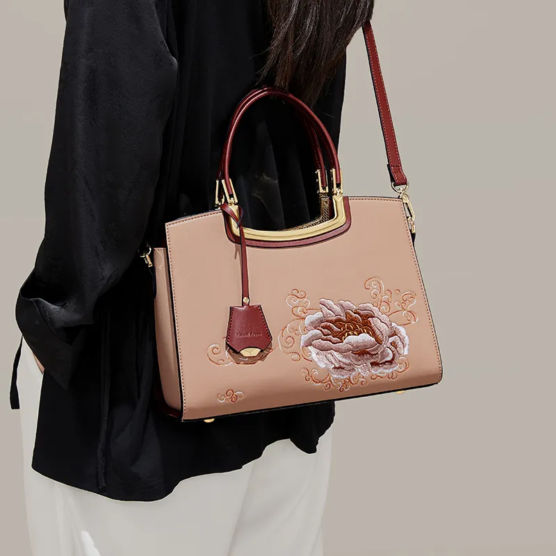 CinvaiKrose Synthetic Leather Shoulder Bag Crossbody Bag Handbag Medium Size Women's Cream White/Guizhi Red-8