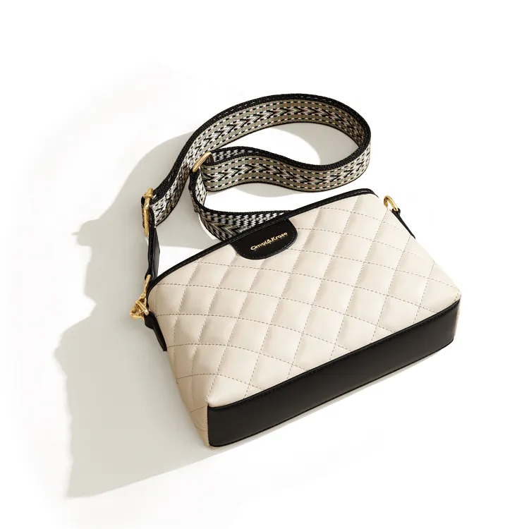 Simvay Clos Cow Split Leather With Synthetic Leather Shoulder Bag Crossbody Bag Small Size Women's White-2