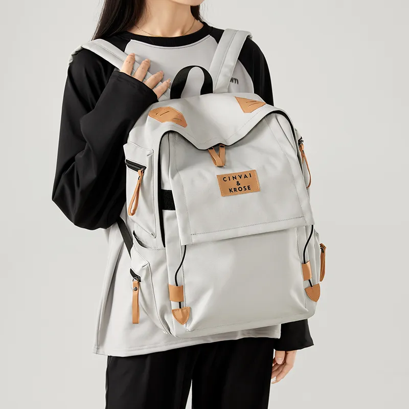 Simvay Clos Fabric Backpacks Backpack Laptop Bags Medium Size Unisex Gray-3