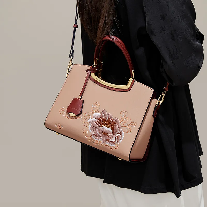 CinvaiKrose Synthetic Leather Shoulder Bag Crossbody Bag Handbag Medium Size Women's Cream White/Guizhi Red-10