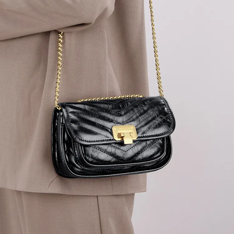 Simvay Clos Cow Leather Shoulder Bag Crossbody Bag Small Size Women's Midnight Black-2