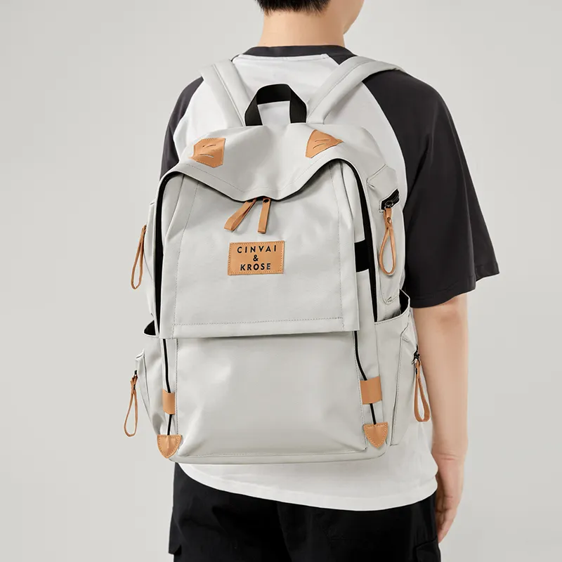 Simvay Clos Fabric Backpacks Backpack Laptop Bags Medium Size Unisex Gray-7