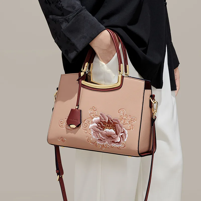 CinvaiKrose Synthetic Leather Shoulder Bag Crossbody Bag Handbag Medium Size Women's Cream White/Guizhi Red-11