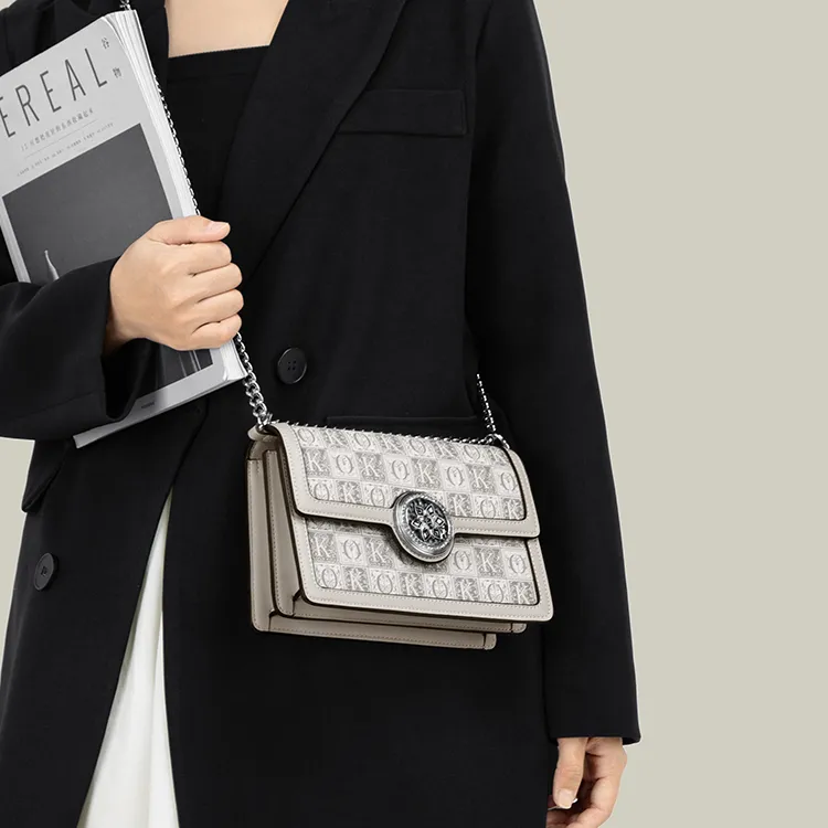 Simvay Clos PVC And Synthetic Leather Shoulder Bag Crossbody Bag Shoulder Bag Small Size Women's Gray Print/Black Print-2