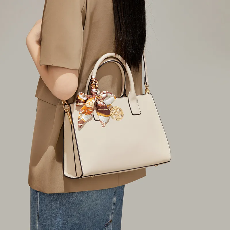 Simvay Clos Synthetic Leather Handbags Shoulder Bag Crossbody Bag Medium Size Women's Cream White-6