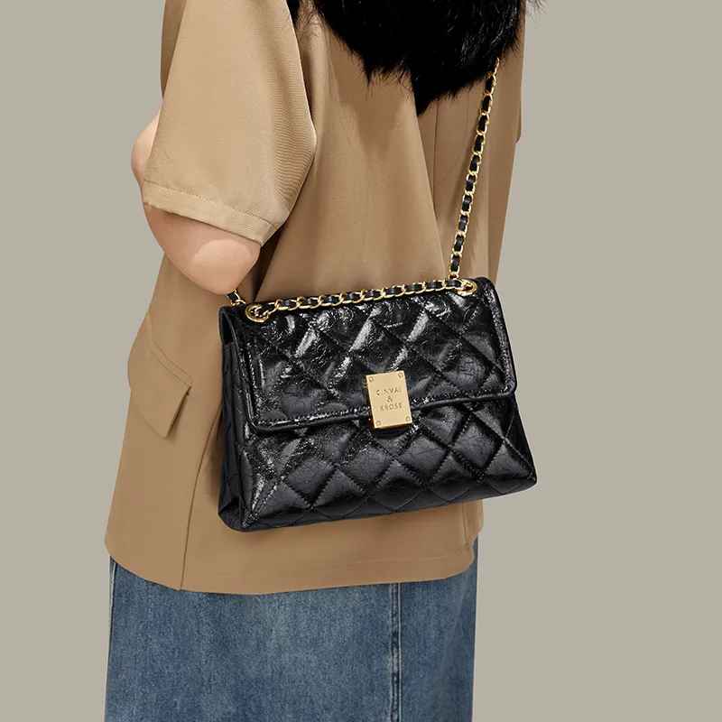 Simvay Clos Cow Leather With Synthetic Leather Shoulder Bag Crossbody Bag Shoulder Bag Small Size Women's Black/Ecru-3