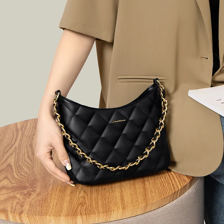 CinvaiKrose Cow Leather With Synthetic Leather Shoulder Bag, Crossbody Bag, Bucket Bag Small Size Women's Ecru/Black-14