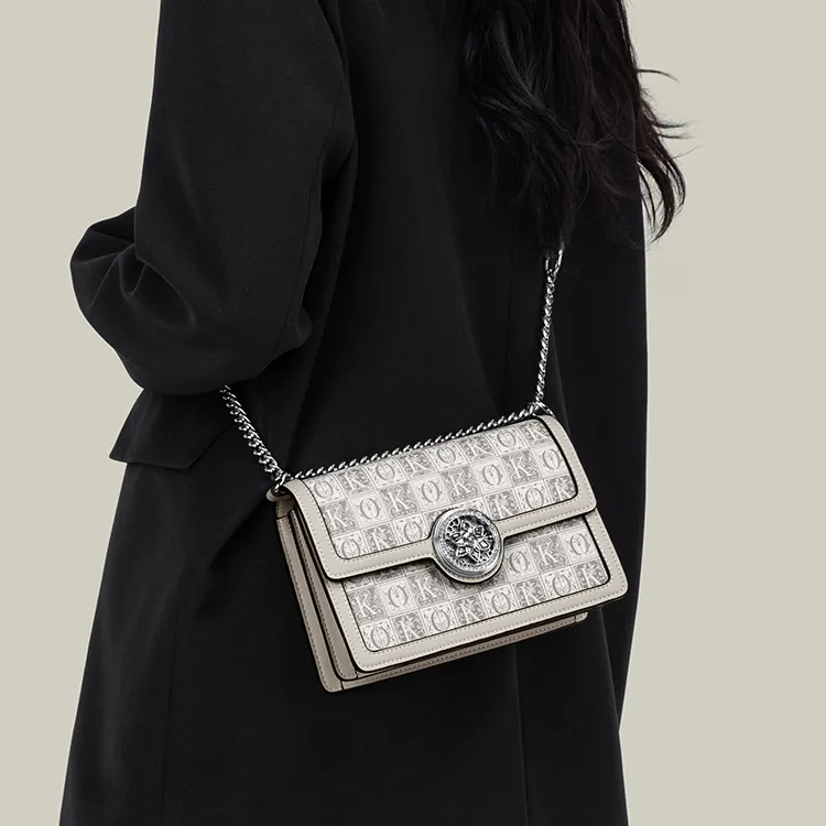 Simvay Clos PVC And Synthetic Leather Shoulder Bag Crossbody Bag Shoulder Bag Small Size Women's Gray Print/Black Print-1