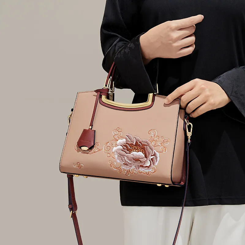 CinvaiKrose Synthetic Leather Shoulder Bag Crossbody Bag Handbag Medium Size Women's Cream White/Guizhi Red-13