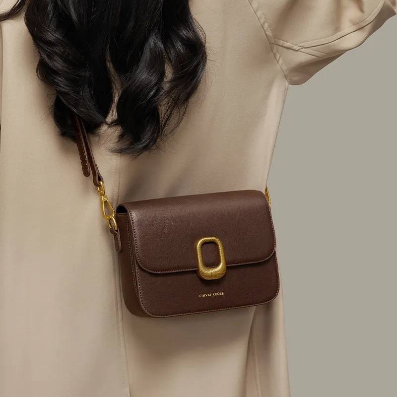 Simvay Clos Synthetic Leather Shoulder Bag Crossbody Bag Small Size Women's Brown/Coffee-3