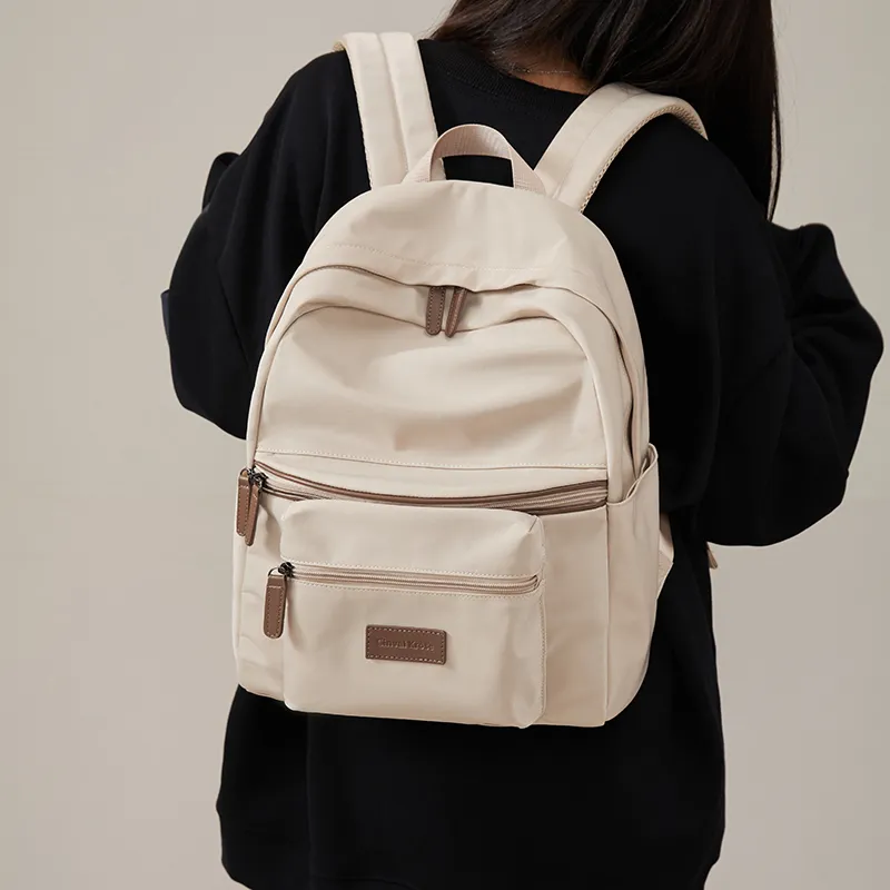 CinvaiKrose Fabric Backpack Large Size Women's Apricot/Black-3