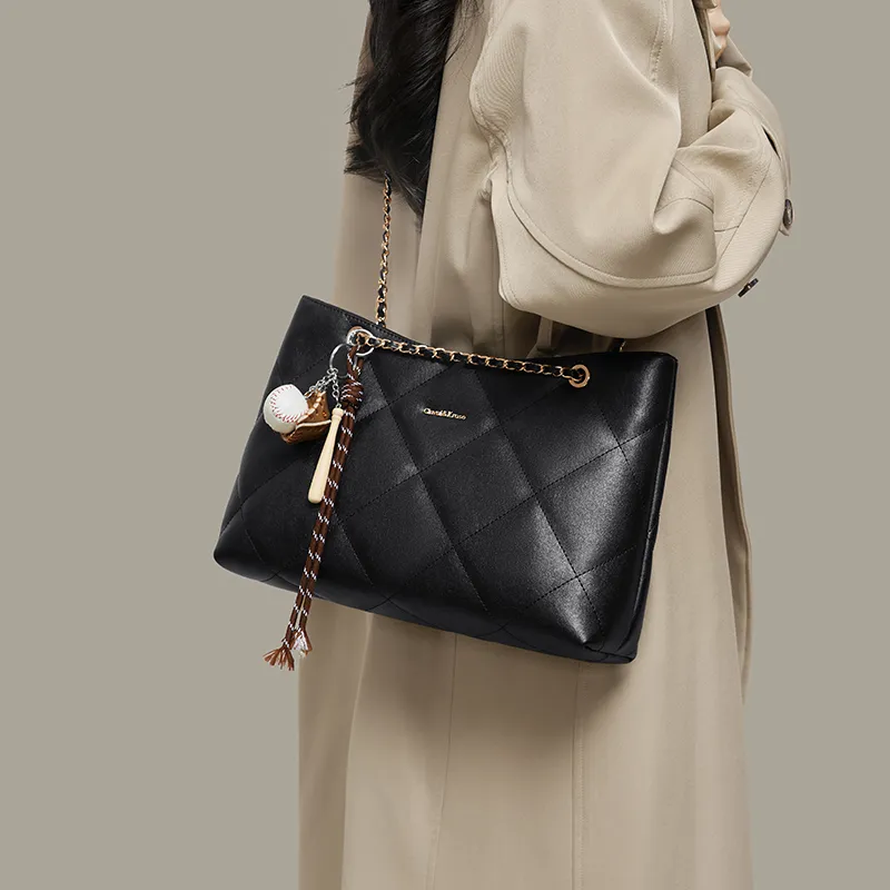 CinvaiKrose Synthetic Leather Shoulder Bag Crossbody Bag Tote Large Size Women's Coffee/Black-10