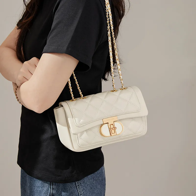Simvay Clos Cow Leather With Synthetic Leather Shoulder Bag Crossbody Bag Shoulder Bag Chain Pack Small Size Women's-10
