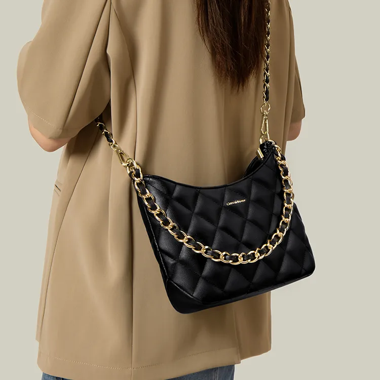 CinvaiKrose Cow Leather With Synthetic Leather Shoulder Bag, Crossbody Bag, Bucket Bag Small Size Women's Ecru/Black-9